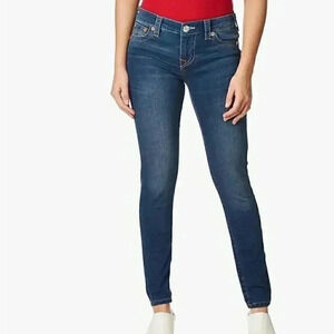 True Religion “Halle” mid rise super skinny medium wash denim jean  26